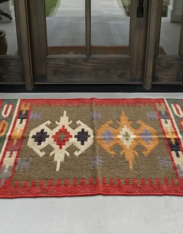 Brown Handmade Flatweave Rug | Custom Size Durrie