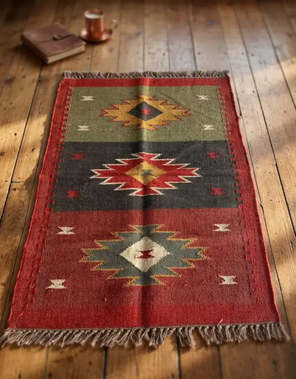 Red Handmade Flatweave Rug | Custom Size Durrie