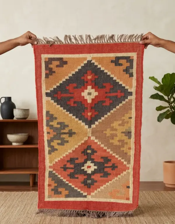 Red Handmade Flatweave Rug | Custom Size Durrie