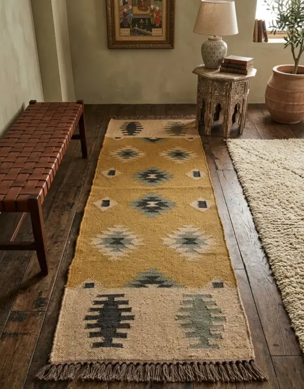 Yellow Handmade Flatweave Rug | Custom Size Durrie
