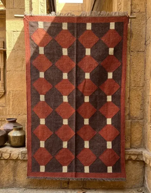 Red Handmade Flatweave Rug | Custom Size Durrie