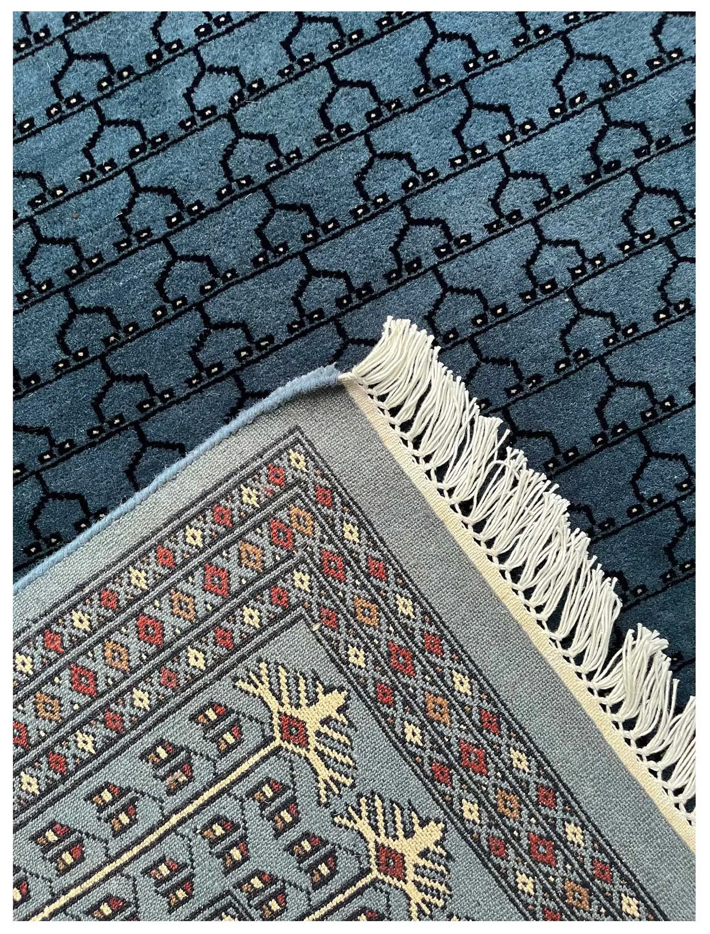 Flat weave dhurrie rug cotton wool geometric stripes Jaipur India - traditional Indian kilim style floor covering lightweight