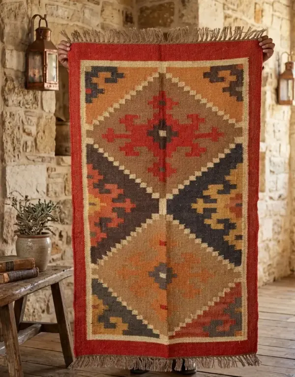 Red Handmade Flatweave Rug | Custom Size Durrie