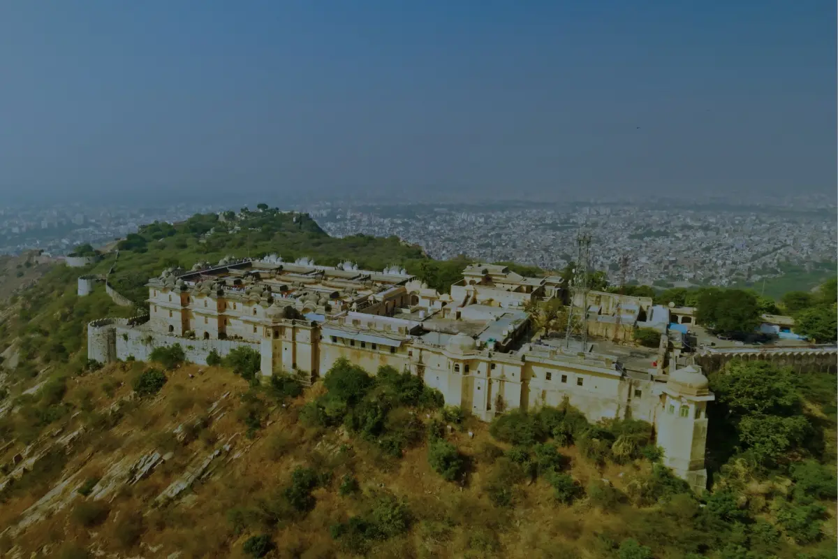 Nahargarh Fort Jaipur hilltop panoramic view over the Pink City — sunset from Tiger Fort Rajasthan sightseeing guide